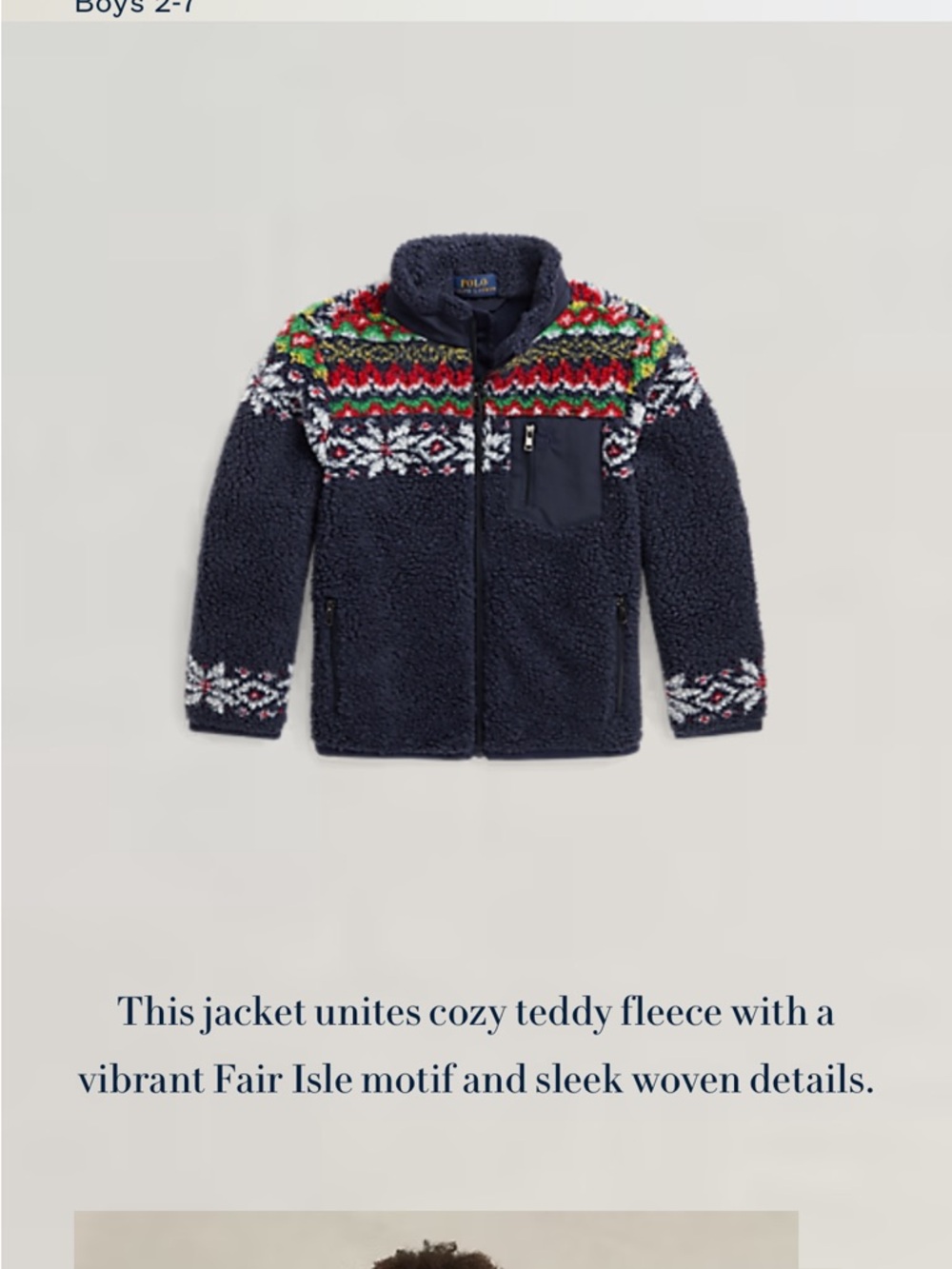 Ralph Lauren Fair Isle–Inspired Teddy Fleece Jacket
